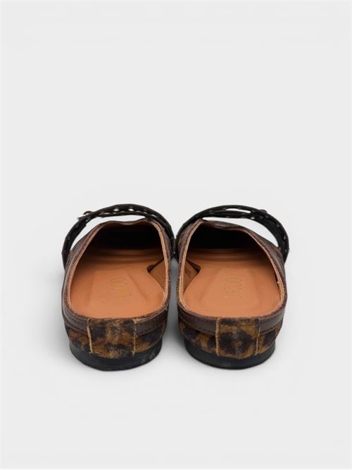 Sabot leopardato con cinturino borchiato IL LACCIO | 5321VELOURLEOPARDCUOIO/MOUSSECIOCCOLATO